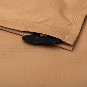 corner stake is inserted in its storage pouch.